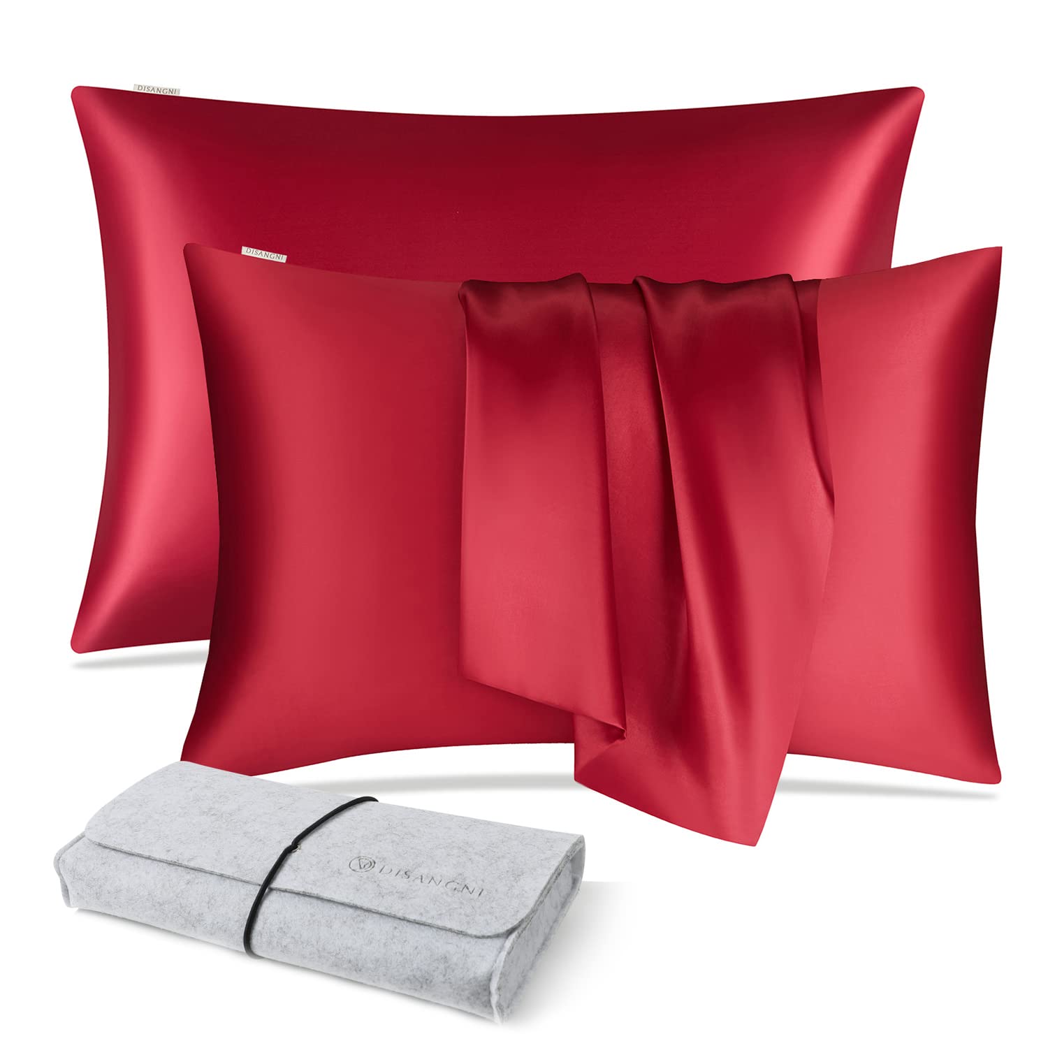 DISANGNI 100% Natural Mulberry Silk Pillow case for Hair and Skin with Hidden Zipper 22 Momme Both Sides Real Silk Pillow Case (2pc 50x75cm