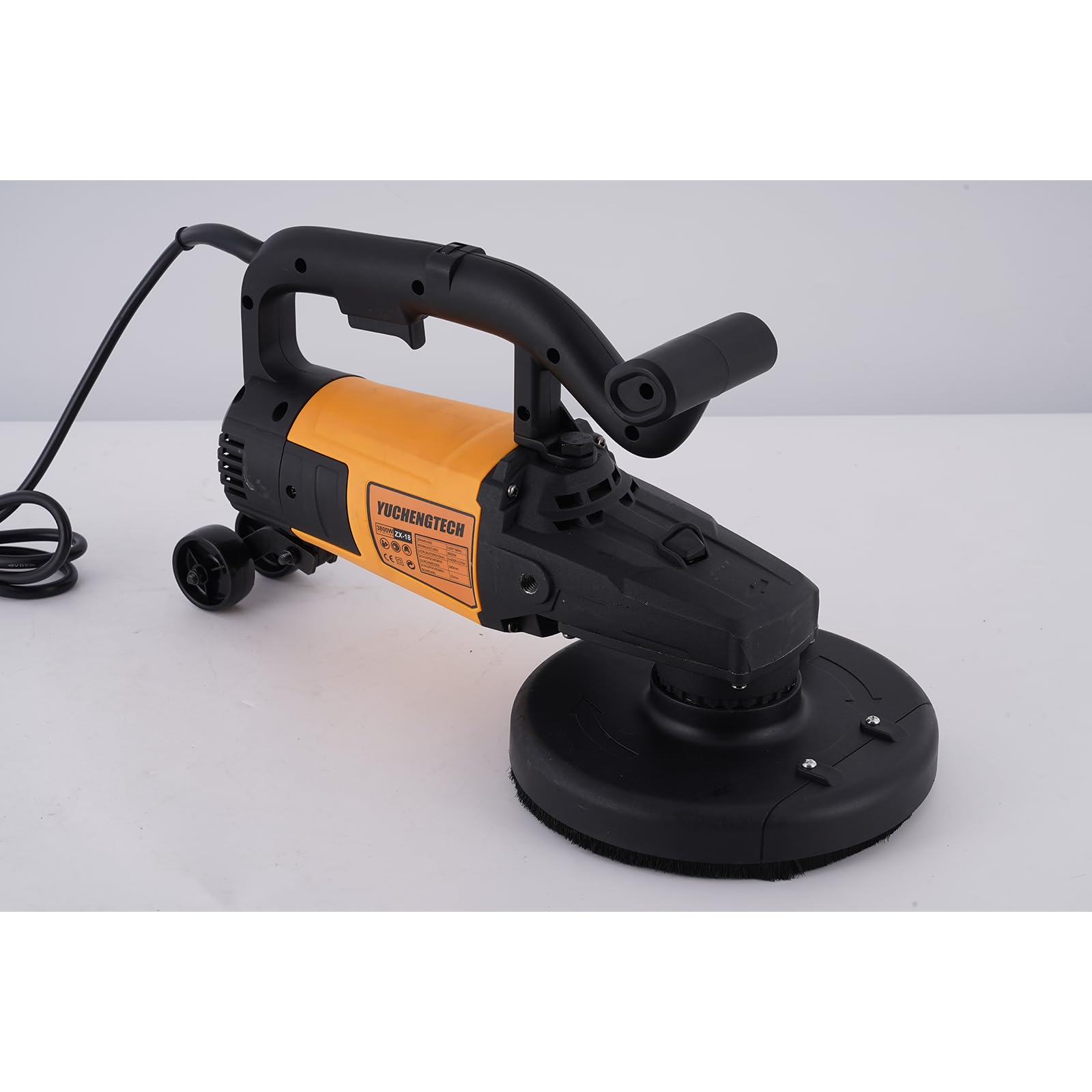 YUCHENGTECH Ponceuse de Sol Beton 180mm 3800W avec 6 Vitesses et 3 Disques | Surfaceuse Béton,Meulage, Décapage, Polissage,Pour Ciment et Marbre