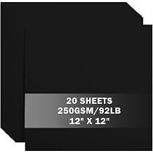 20 Sheets Black Cardstock 12" x 12" 250gsm/92lb Construction Paper