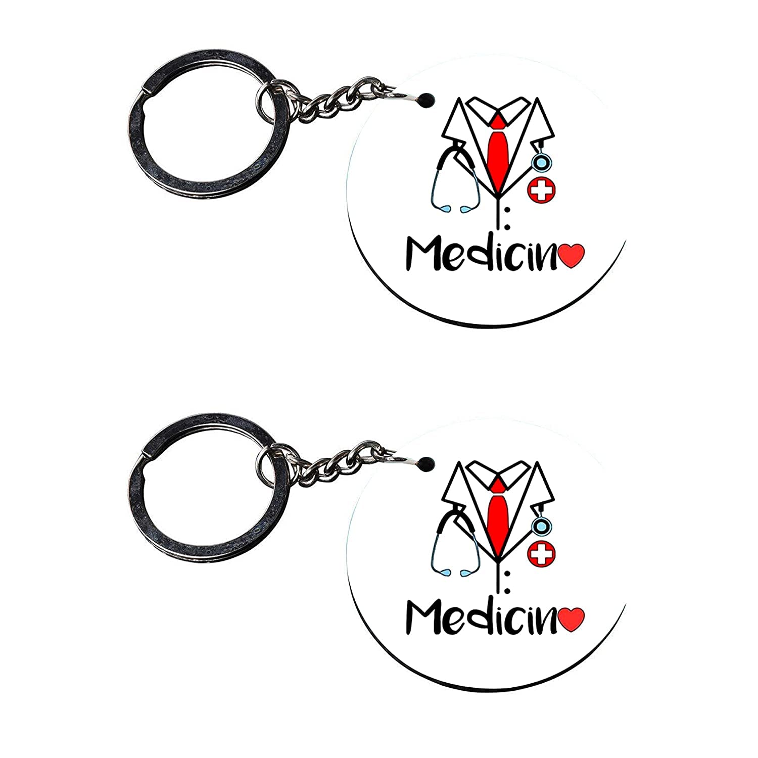 Docter Medicine Doctor keychain Circle Shape Printed Wooden keyrings-image-11