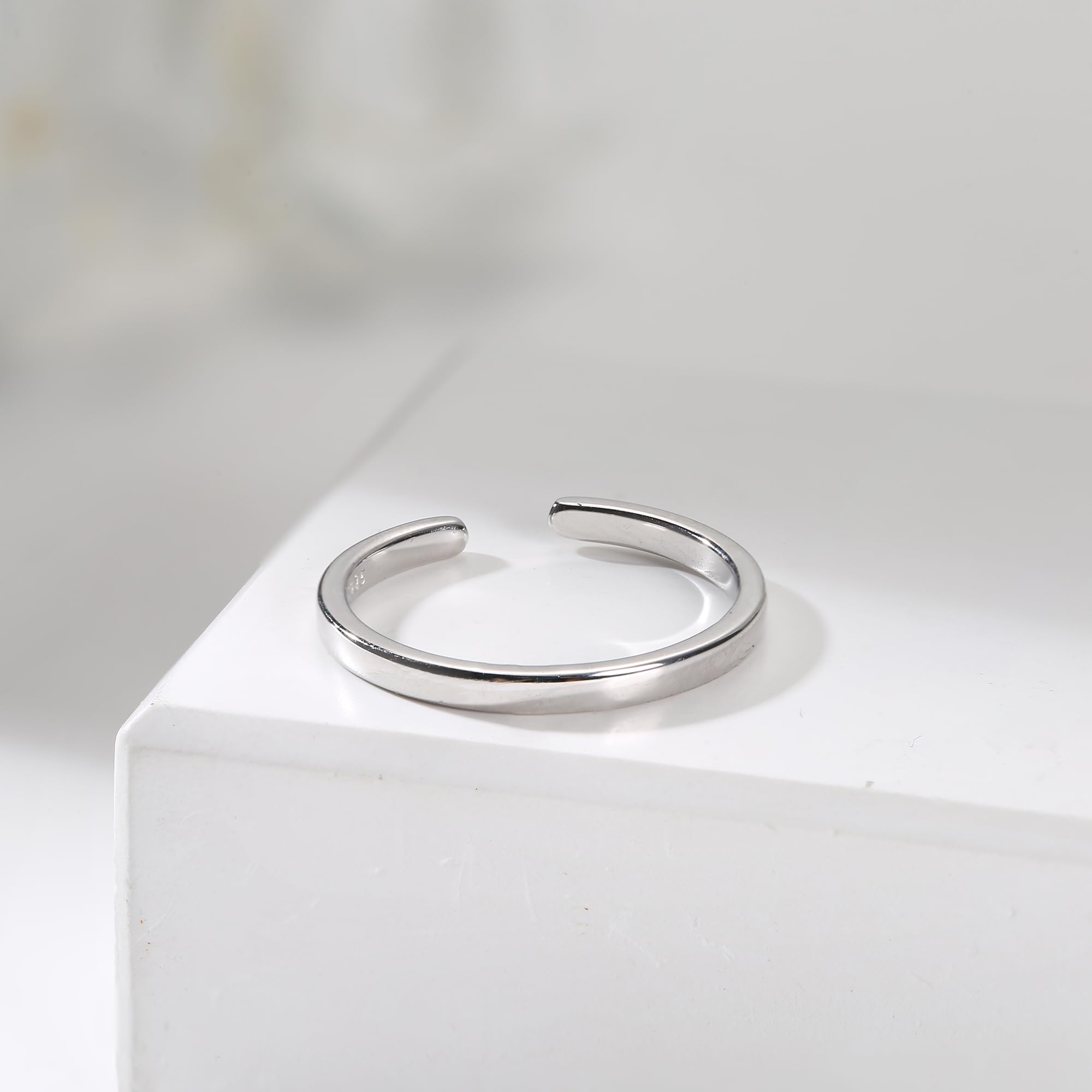 Chriscoco Anillos de Plata de Ley 925 para Mujer Ajustable Anillo de Banda Anillos de Compromiso Alianza Boda Anillo Abierto para Mujer 1/2/3/4/5/6/8/10/15MM