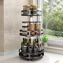PYXBE 360° Rotating Spice Rack Organiser | Non-Slip Lazy Spice Holder Organizer for Kitchen, Bathroom, Living Room | 3 Tier Multifunctional Tabletop Spice Rack for Seasonings kmh (3-Tier-Round)