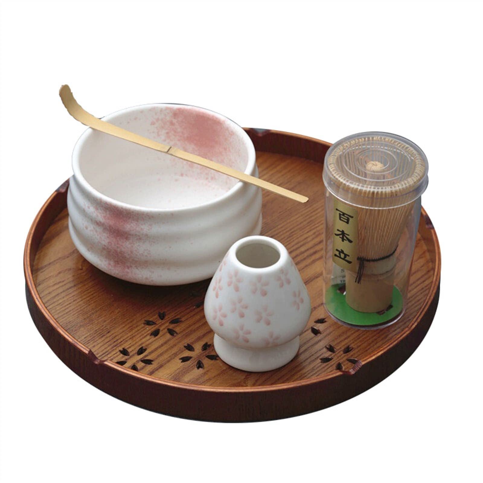 Bambusowa Trzepaczka Taca Matcha, Bambusowa łyżeczka do Herbaty Zestaw do Herbaty Matcha Akcesoria do Matchy Trzepaczka Matcha Herbaciarnia Study Tea Party(5pcs E)