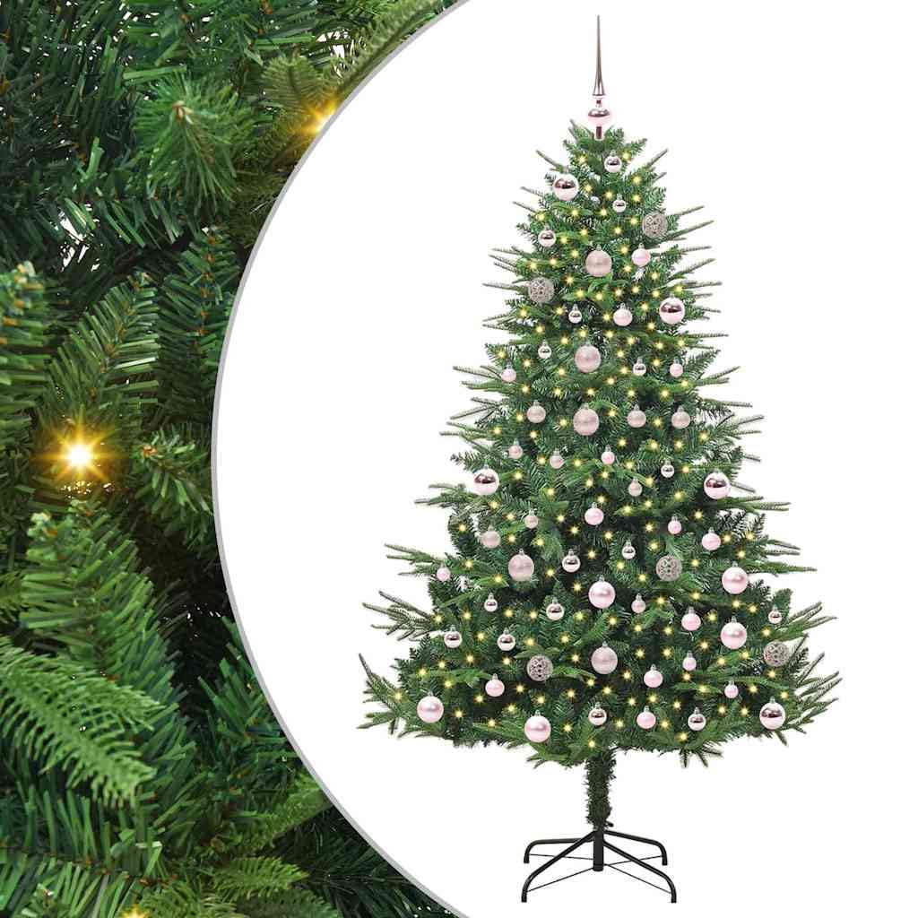 vidaXL Artificial Pre-lit Christmas Tree with Ball Set Green 180 cm, Living Room, Modern Christmas Tree, Decorative, Holiday Decor, USB Powered Light for Festive Seasonal Centerpiece