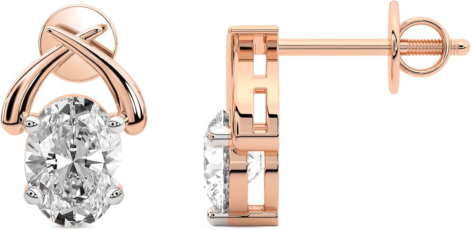 Diamond Stud Earring | 1-10 Ct IGI Certified Lab Grown Diamond | 14K Or 18K in White, Yellow Or Rose Gold |Stellar Lab Diamond Stud Earrings| Prong Setting | FG-VS1-VS2 Quality | Friendly Diamonds