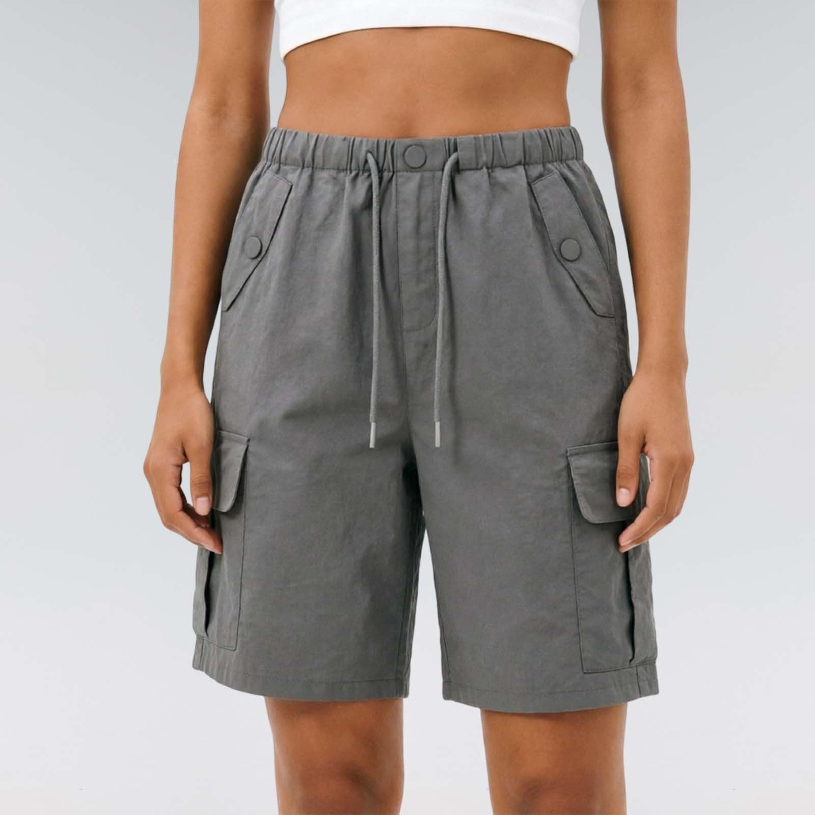 Generico Pantaloncini Donna Multitasche Bermuda Pantaloni da Lavoro Donna Vita Elastica Leggeri Shorts Pantaloni da Trekking Traspirante Pantalone Corti Sportivi per Viaggi Escursioni con 4 Tasche