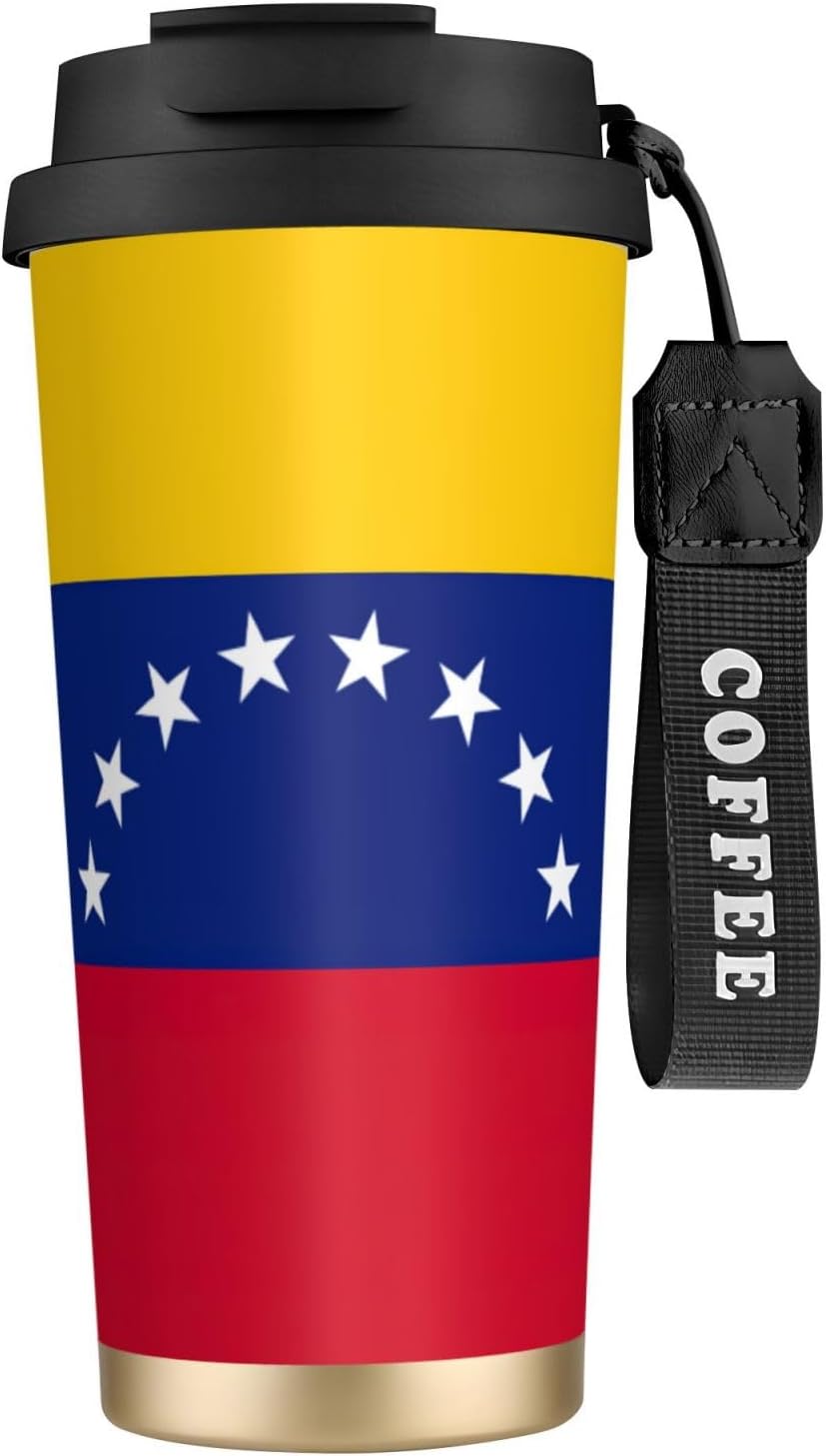 Flag of Venezuela Print Leakproof Insulated Coffee Mug,Stainless Steel Dual Drink Travel Tumbler,17 OZ