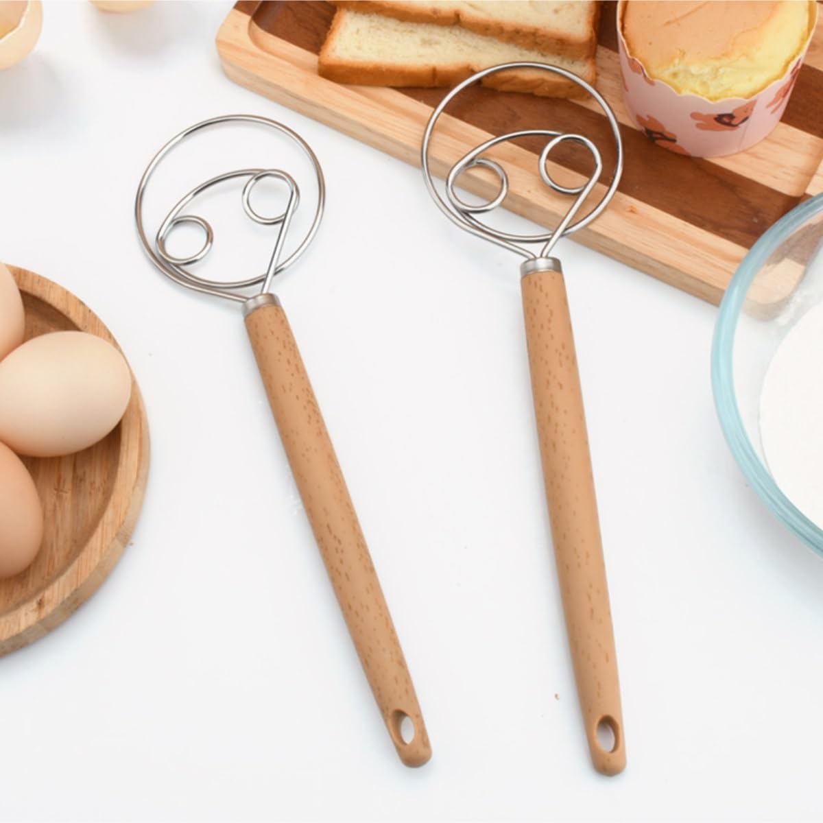 Batidor Varillas Cocina Mezclador De Masa Manual De Acero Inoxidable, Mezclador De Masa En Polvo, Herramienta For Hacer Masa Barillas Batir Batidor De Huevo