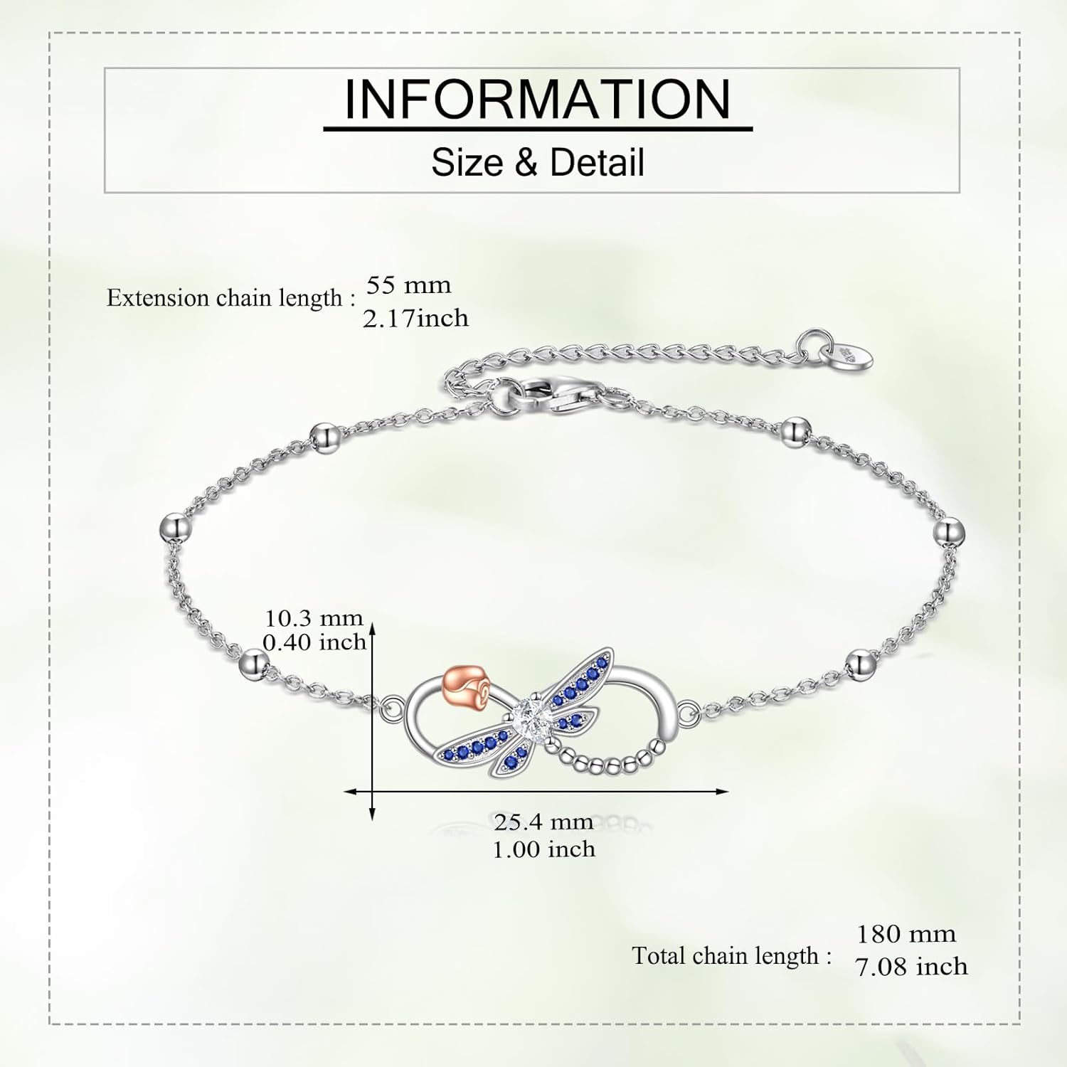 Dragonfly Bracelet 925 Sterling Silver Infinity Dragonfly Bracelet Jewelry Gifts for Women - Image 3