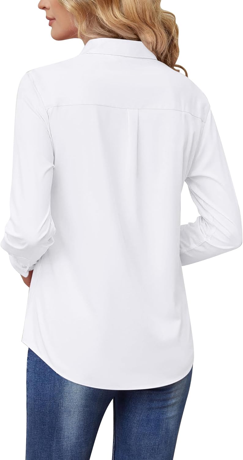 Wrinkle Free Womens Button Down Shirts for Women Long Sleeve Stretch Business Office Formal Work Blouses Tops - Image 4