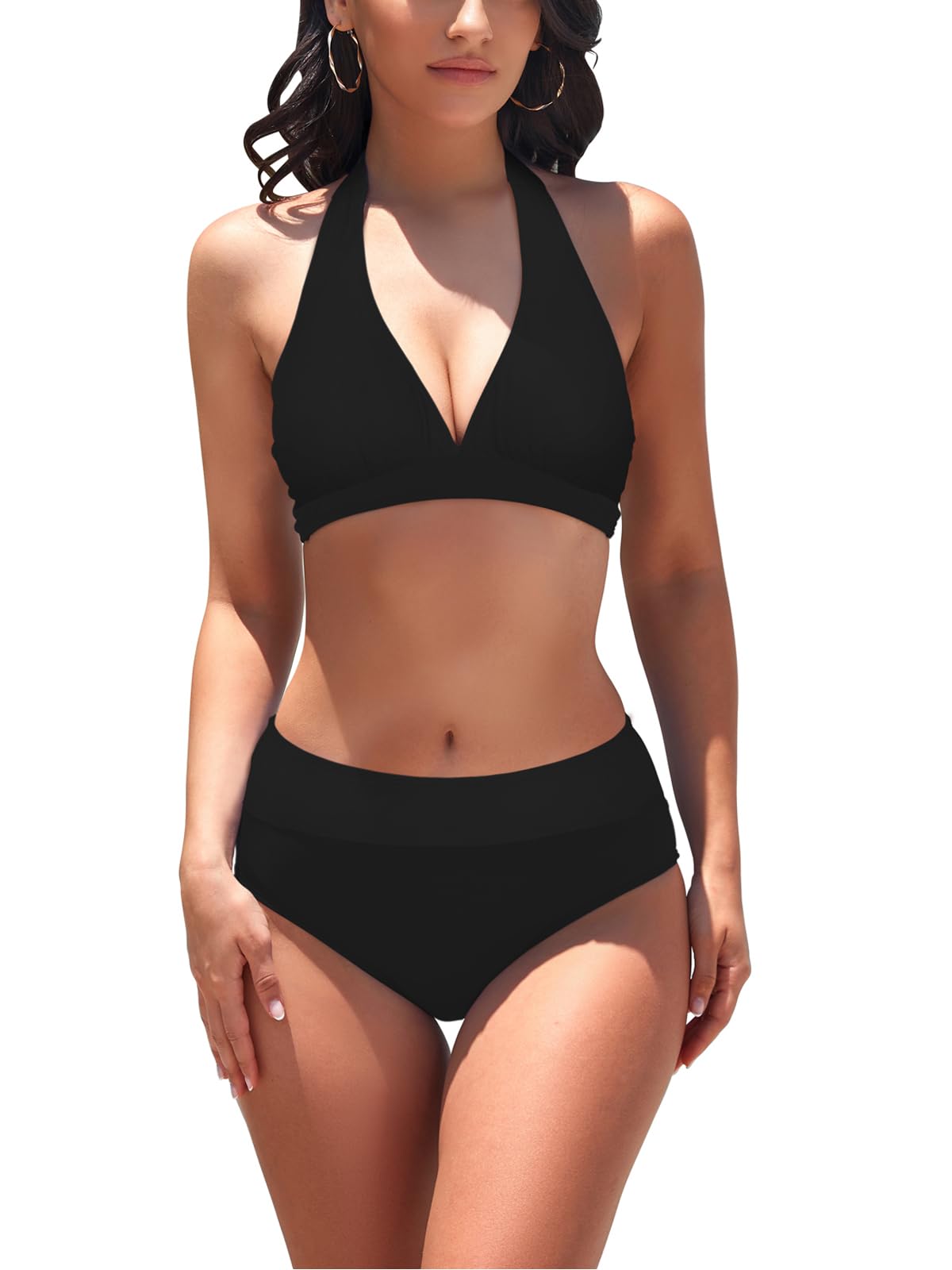 AYEEBOOY Damen Bikini Set Triangel Badeanzug Strand Lace Up Zweiteiliger Blumenmuster V Ausschnitt Bademode
