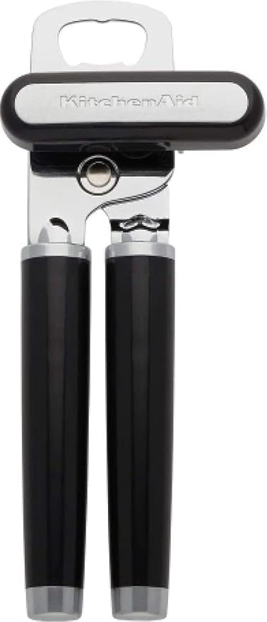 KitchenAid Classic Multifunction Can Opener and Bottle Opener Easy to Use, Razor Sharp Stainless Steel Cutting Wheel, Soft Ergonomic Handles, Black