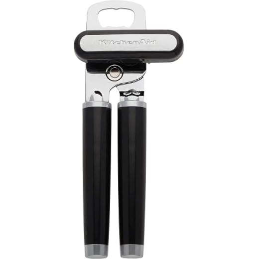 KitchenAid Classic Multifunction Can Opener and Bottle Opener Easy to Use, Razor Sharp Stainless Steel Cutting Wheel, Soft Ergonomic Handles, Black