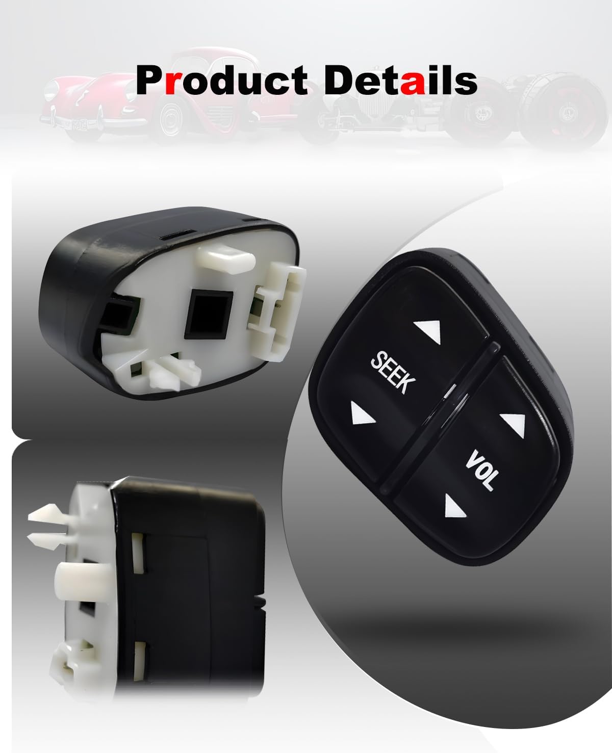 Steering Wheel Control Switch Button Compatible with 2003-2009 Chevy, GMC, Cadillac, Hummer, Buick - Silverado, Suburban, Tahoe, Sierra, Yukon - Replace OE# 1999442 1999443 21997738 21997739