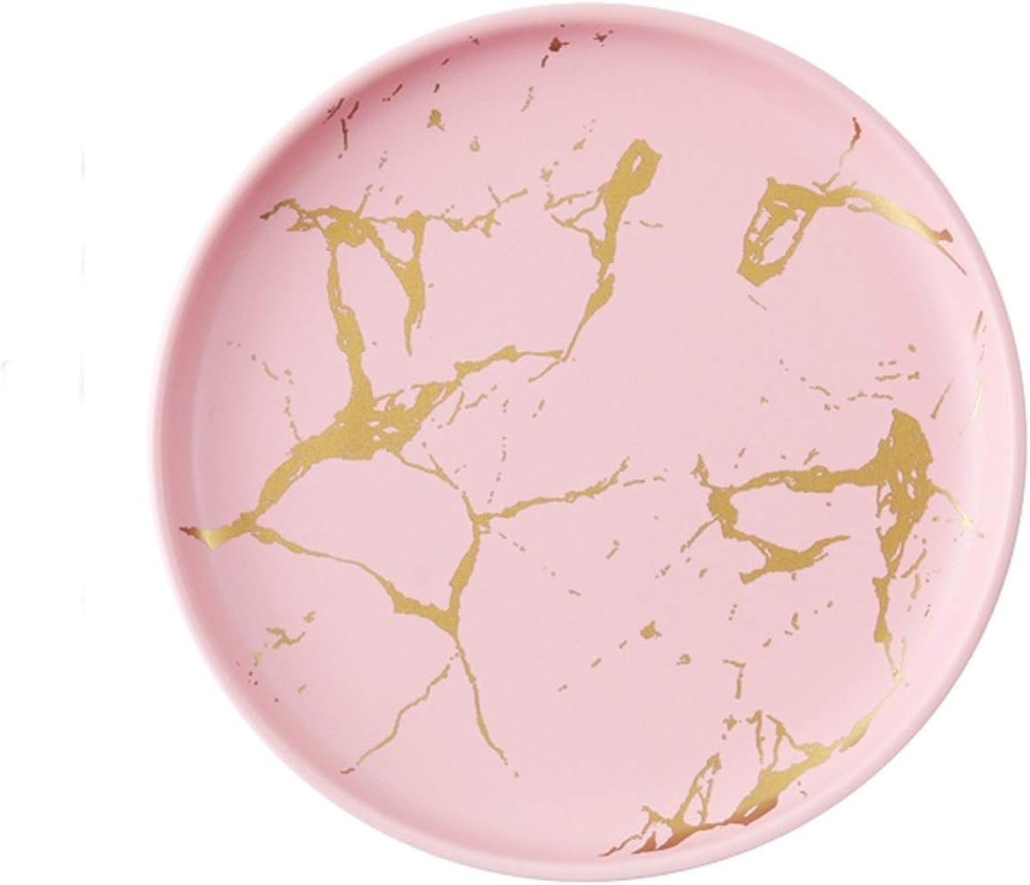屋内または屋外用ディナープレート 8インチ セラミック前菜プレート 丸型大理石テクスチャディナープレート クラシックステーキパスタピ