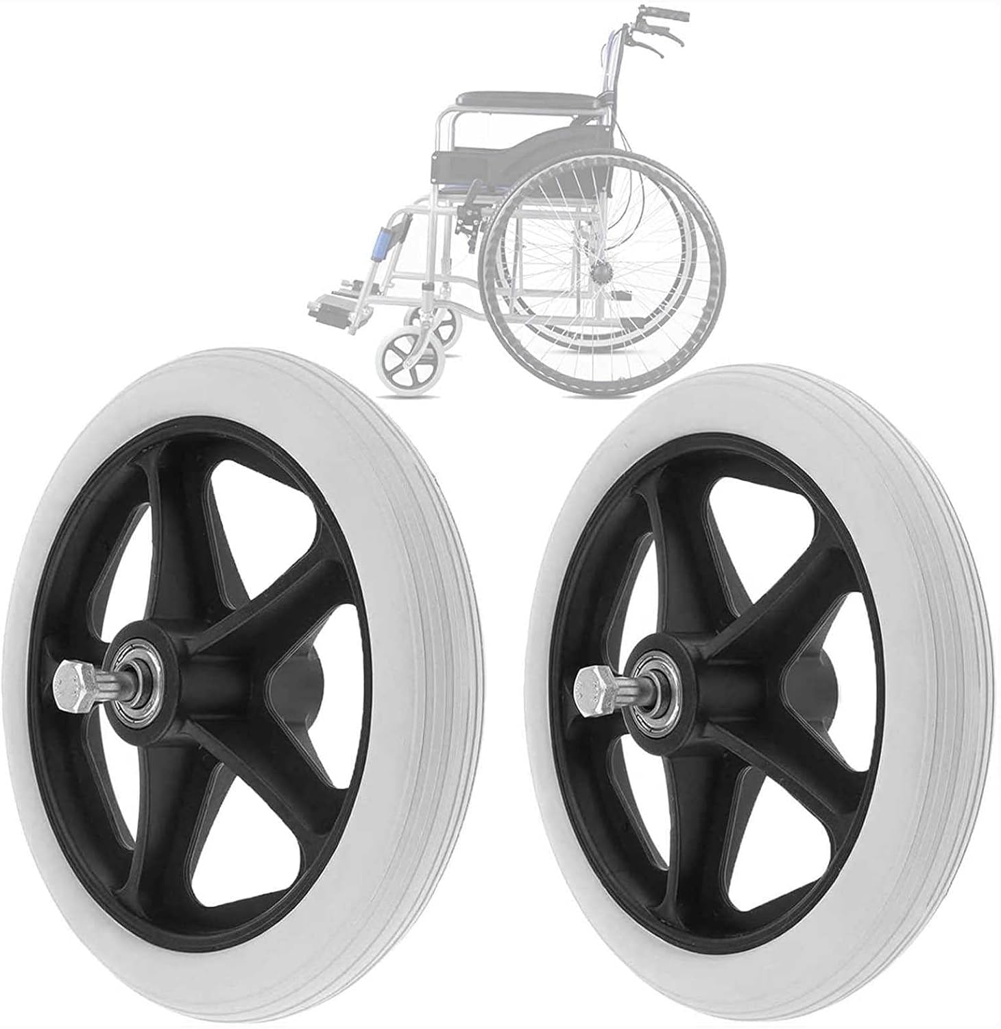 2pcs Wheelchair Front Wheels, Replacement Wheels For Wheelchair, 6" 7
