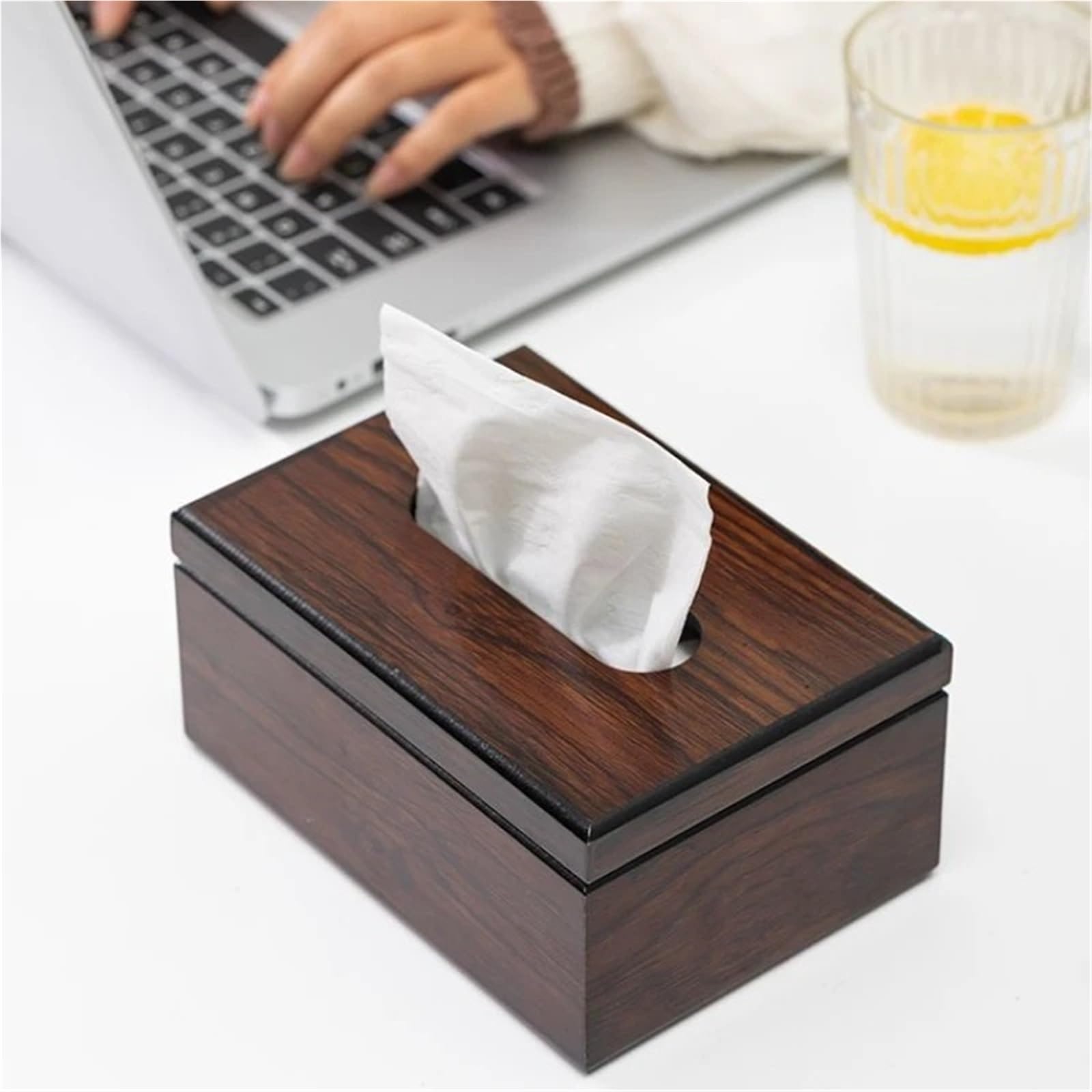 Boîte à mouchoirs en Bois, 1 pièce, tiroir Papier for hôtel Restaurant, boîte carrée pour Le Domicile,Bureau(12x12x8cm)