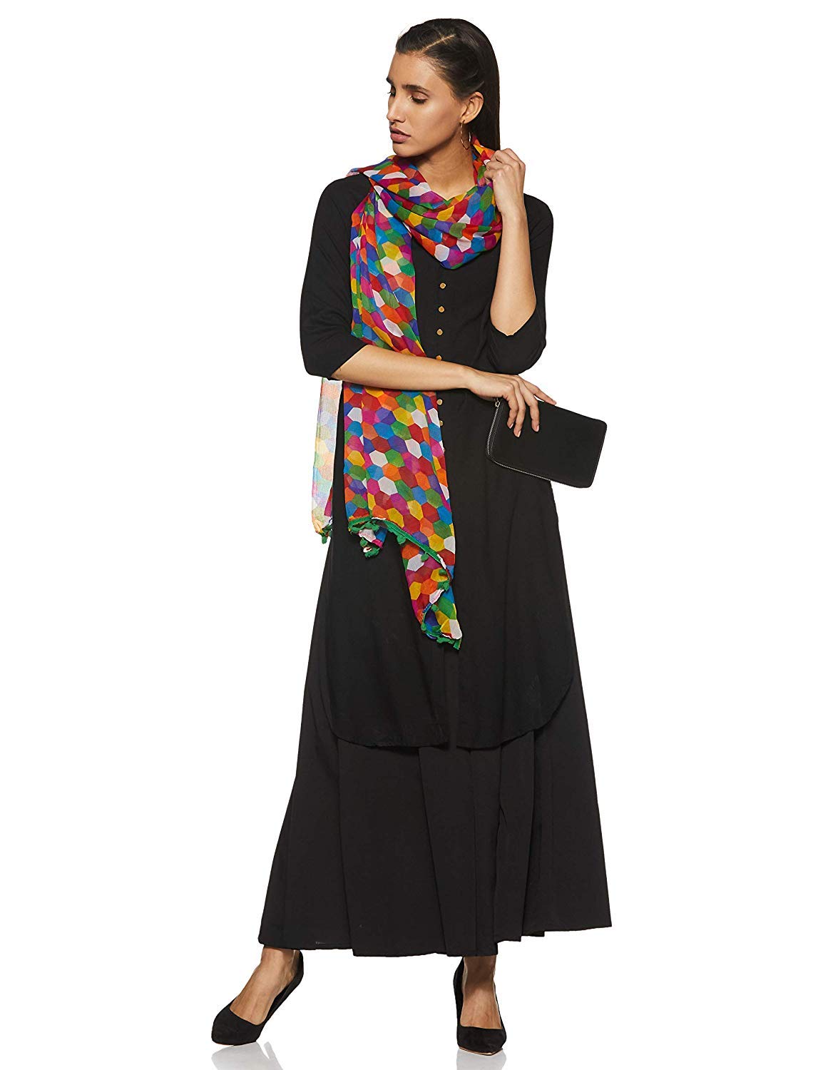 Weavers Villa Women's Solid Cotton Dupatta (Dp-Football_Multi_Large_Multicolour_L), 2.10 Mtrs