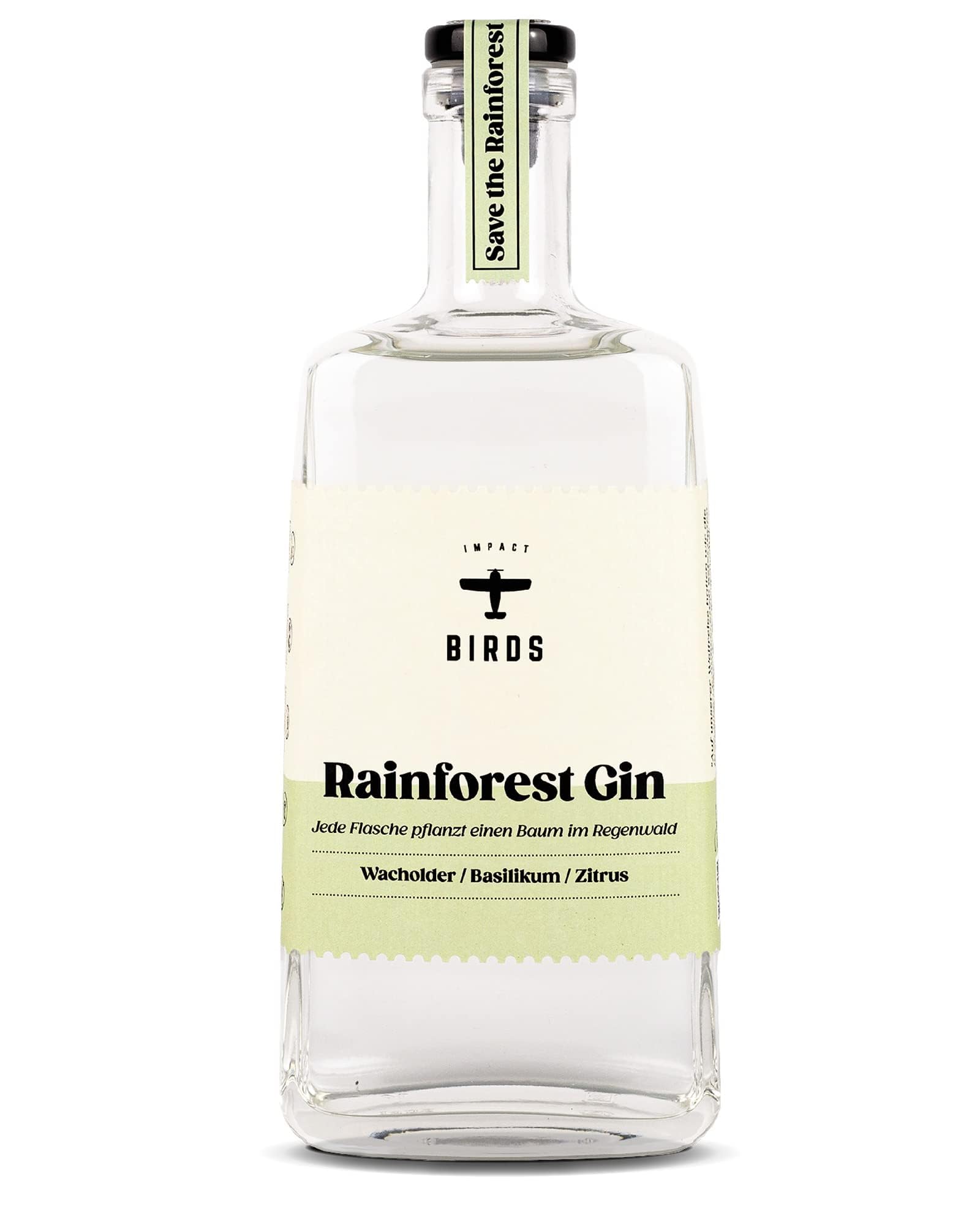 BIRDS Rainforest Gin Handmade Dry Gin mit Basilikum, Zitrus, Ingwer & Rosa Pfeffer Aus Deutschland Geschenkidee für Weltverbesserer (0,5l)