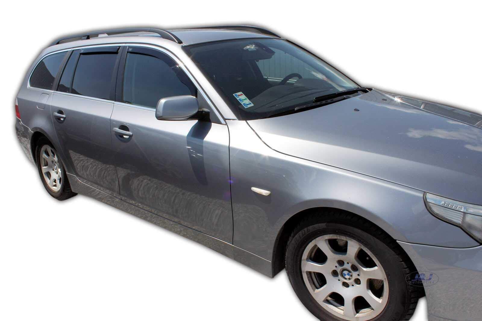 J&J AUTOMOTIVE Windabweiser passend für BMW 5 Series E61 2003-2010 4tlg, Heko Regenabweiser Vorne Hinten Getönt Dunkel Passform