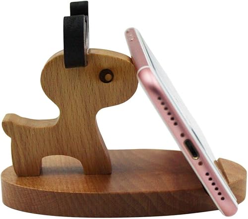 Miniatura 7 de Lindo ciervo soporte de teléfono celular Soporte de escritorio de madera para teléfono inteligente para todos los teléfonos móviles Animal teléfono