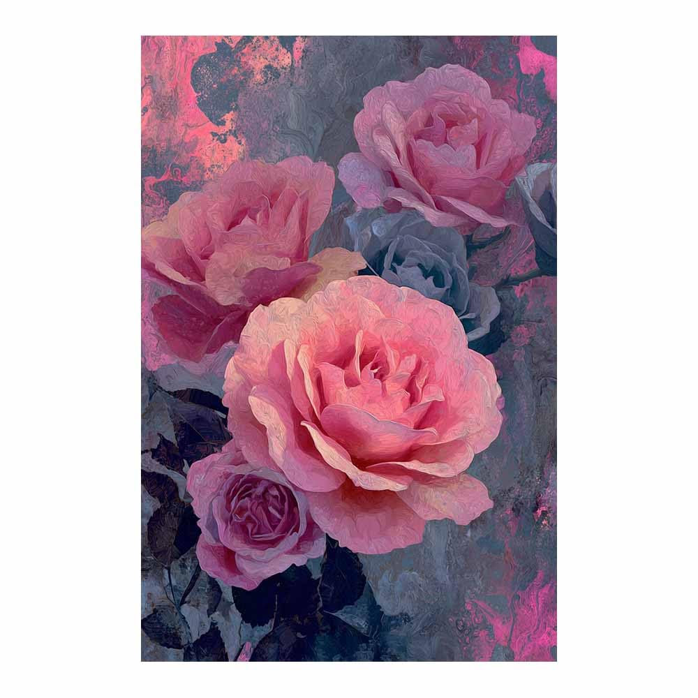 Hoqiu Multicolor Flower Wall Art Canvas Blushs Pink Ros Art Artwork, Wall Decoration Living Room Bedroom Hallway Stairs Decoration.(Multicolor)-30X40cm Unframed