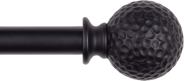 SZXIMU Curtain Pole,Extendable Curtain Rod for Windows 122 to 218cm,Metal Drapery Rod with Hammer Texture Finials,Black