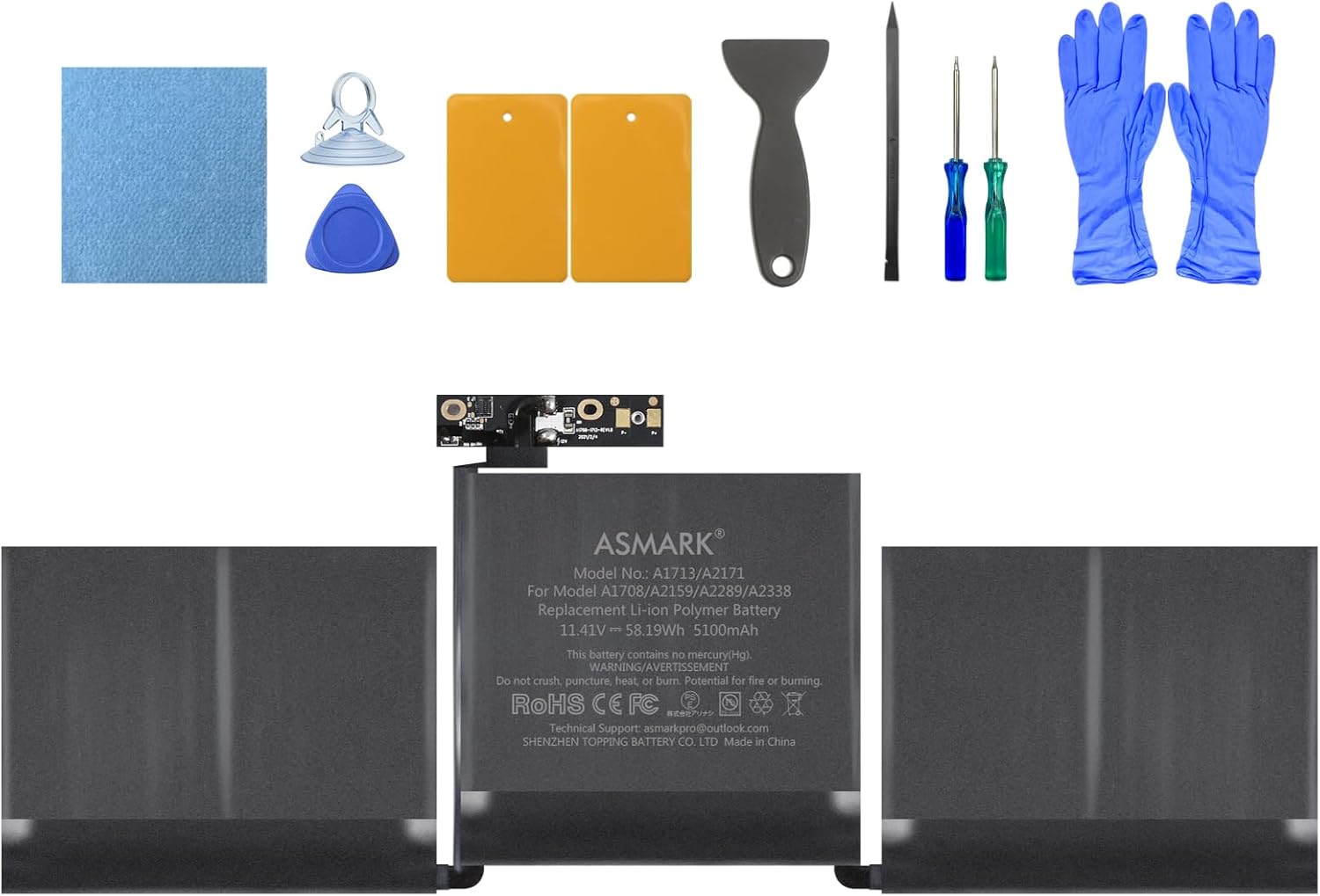 ASMARK Battery Replacement for MacBook Pro A1708(2016,2017) A2159(2019) A2289(2020) A2338(2020,2022) 13-inch A2171/A1713 Battery
