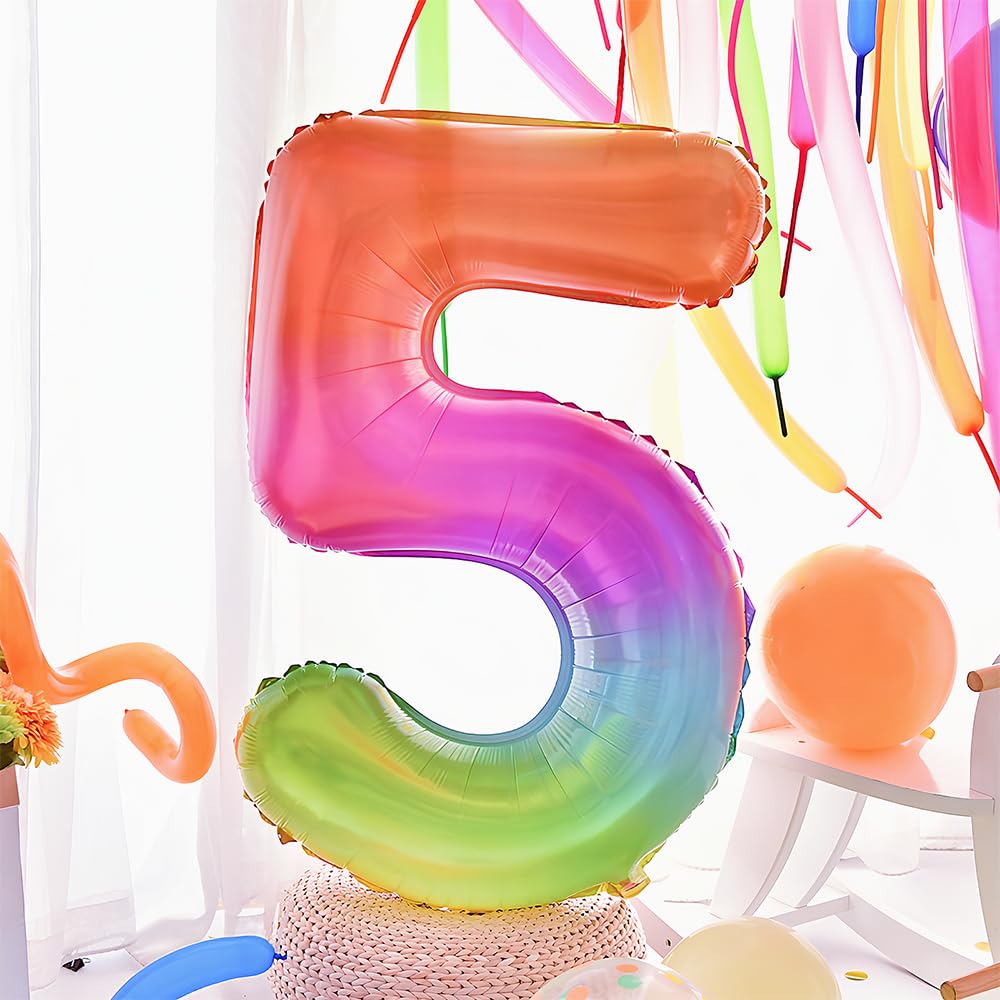 Foil Globo Número 5 Azul 40" (101cm), Inflable Helio o aire, Gigante Numeros 0-9, 10-19, 20-29, 30-100, Grande Globos Decoración para La Boda Aniversario y Cumpleaños Fiestas — view 440