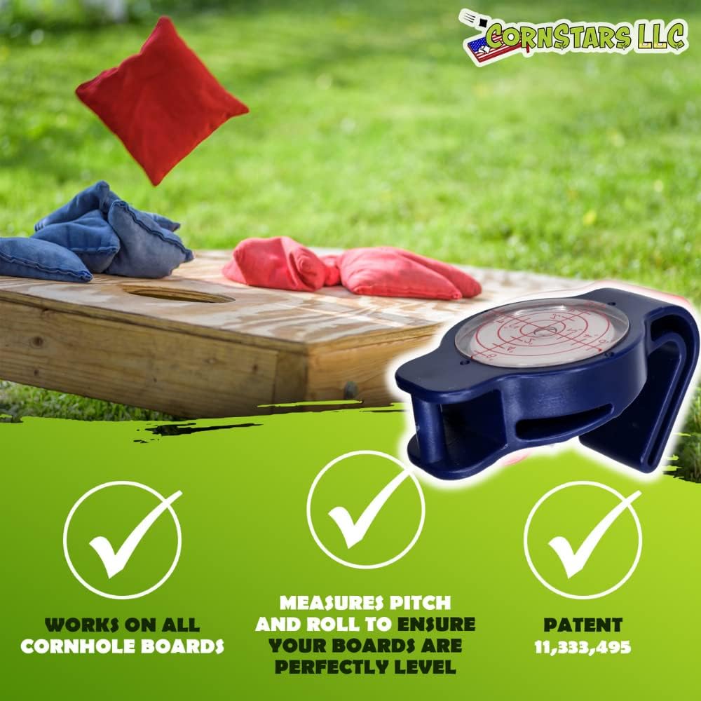 Cornhole Board Level Accessory | Achieve Perfect Cornhole Board Alignment For Consistent Play |All Weather | Instant Measurements | Easy To Use Indoor or Outdoor | 1 or 2 Pack |Patented| Cornstars LLC