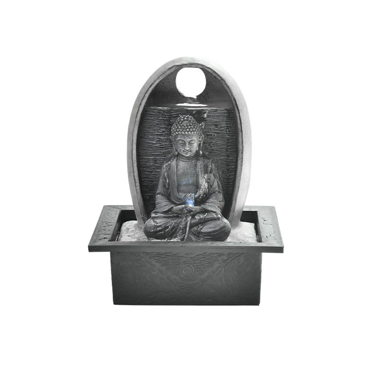 indoor Waterfall Circular Water Fountain Office Desktop Landscape Decoration Zen Buddha Ornament