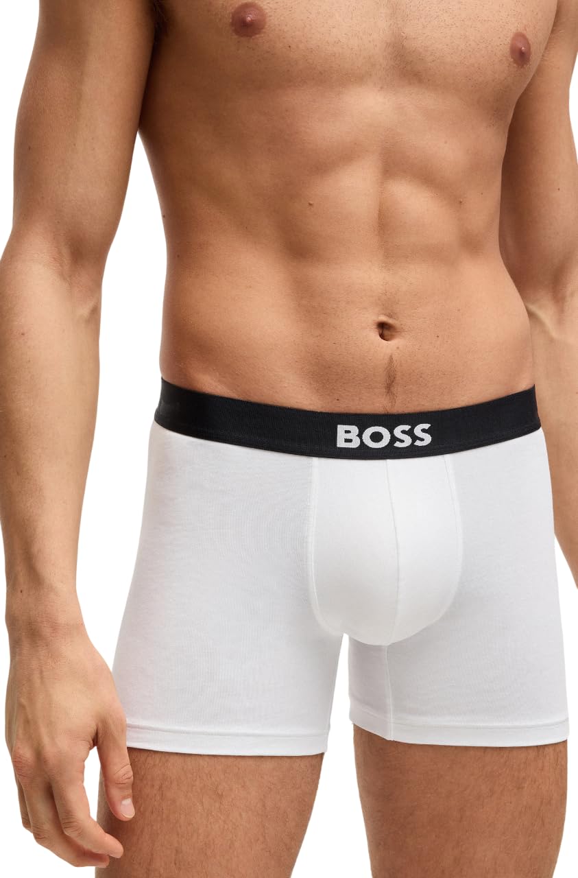 BOSS Men's 3-Pack Logo Icon Boxer Brief, Powder White, XX-Large