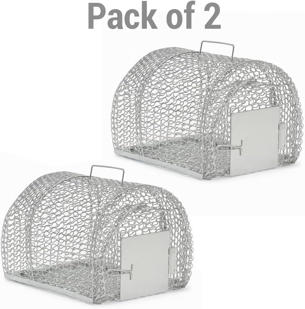 LIVEVIE Humane Mouse Trap (Set of 2) – Live Catch and Release Rodent Trap Set – Reusable Galvanized Steel Mesh Cage for Mice & Voles – Professional Indoor & Outdoor Animal Trap Cage