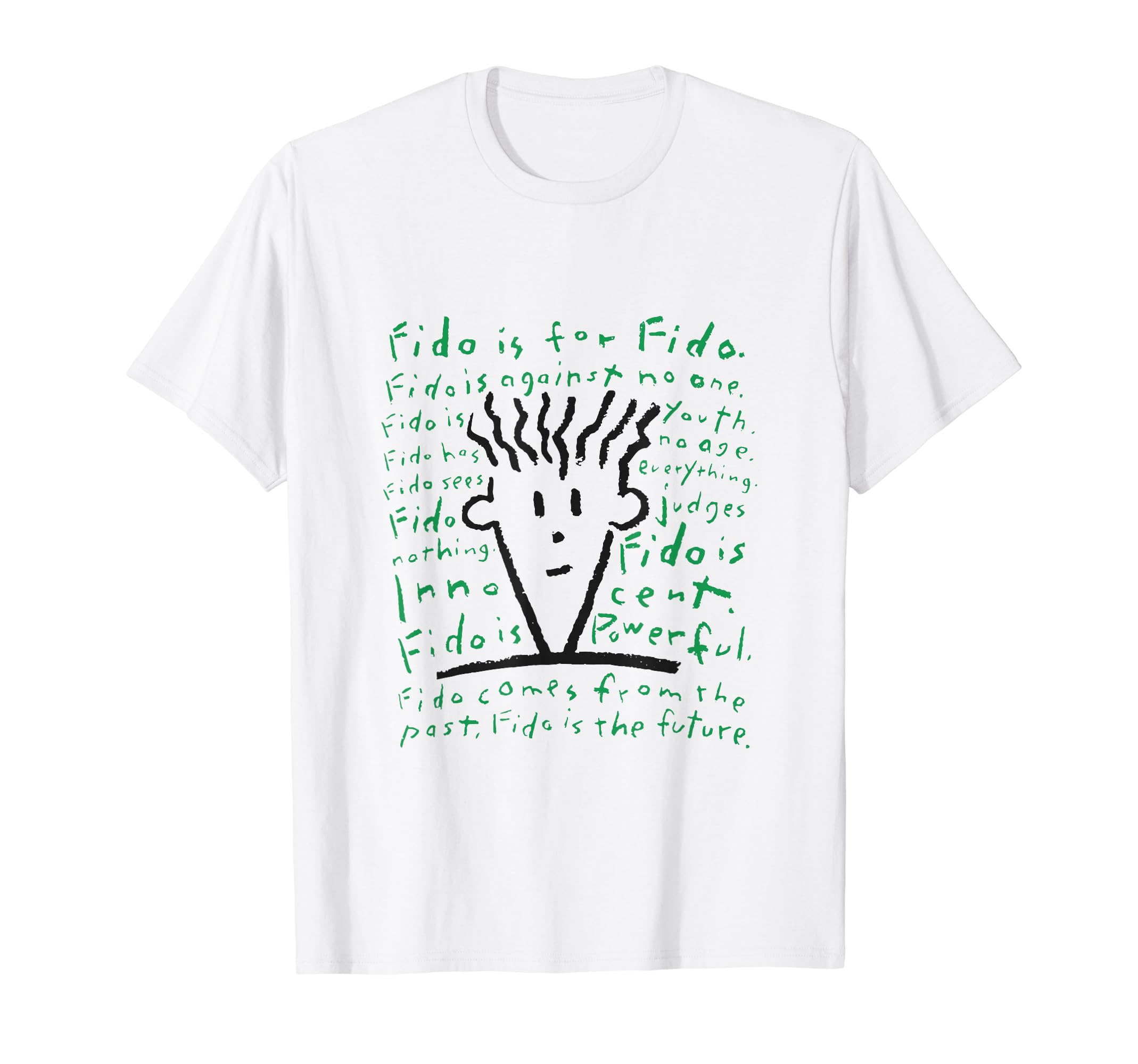Amazon | Fido Dido グリーンテキスト Tシャツ | Tシャツ・カットソー 通販