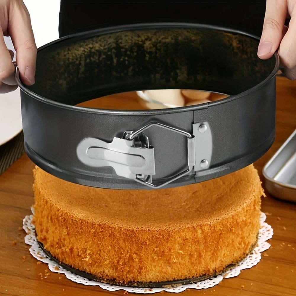 NYSDM - Moldes para Tartas antiadherentes Desmontables con Base extraíble, 4 Unidades, para Hornear Tartas de Queso, Tartas de Capas y más Utensilios de Cocina