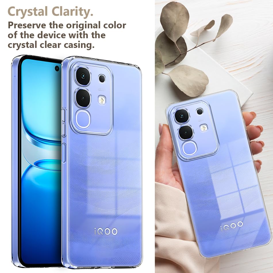 Image of Fashionury Crystal Clear Case for Vivo T4x 5G / iQOO Z10x 5G / Vivo Y31 Pro 5G | Yellowing Resistance | Transparent TPU Silicone | Raised Camera Lips | Slim Transparent Cover