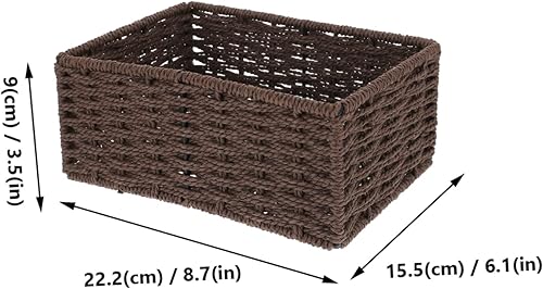 Miniatura 7 de Caja de almacenamiento pequeña cesta tejida cesta de almacenamiento tejida de escritorio cesta de almacenamiento decorativa cestas tejidas para
