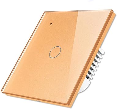 WiFi Smart Light Switch Wall Glass Screen Interruptor Touch Panel Voice Control Wireless Work for Voice Control 1Gang Gold