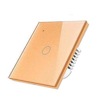 WiFi Smart Light Switch Wall Glass Screen Interruptor Touch Panel Voice Control Wireless Work for Voice Control 1Gang Gold