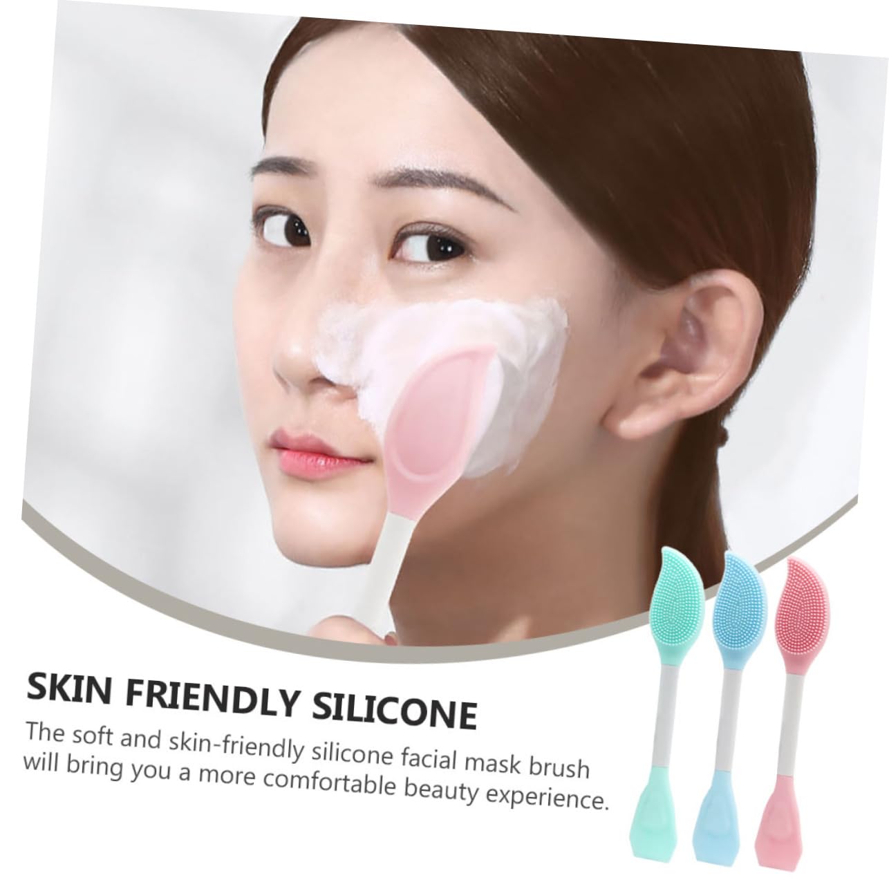 FRCOLOR 3 Set Di Pennelli Per Maschera Doppia Kit Di Pennelli Per Il Viso in Silicone Per Applicatore Di Per Il Viso Di Bellezza 3 Pezzi*3