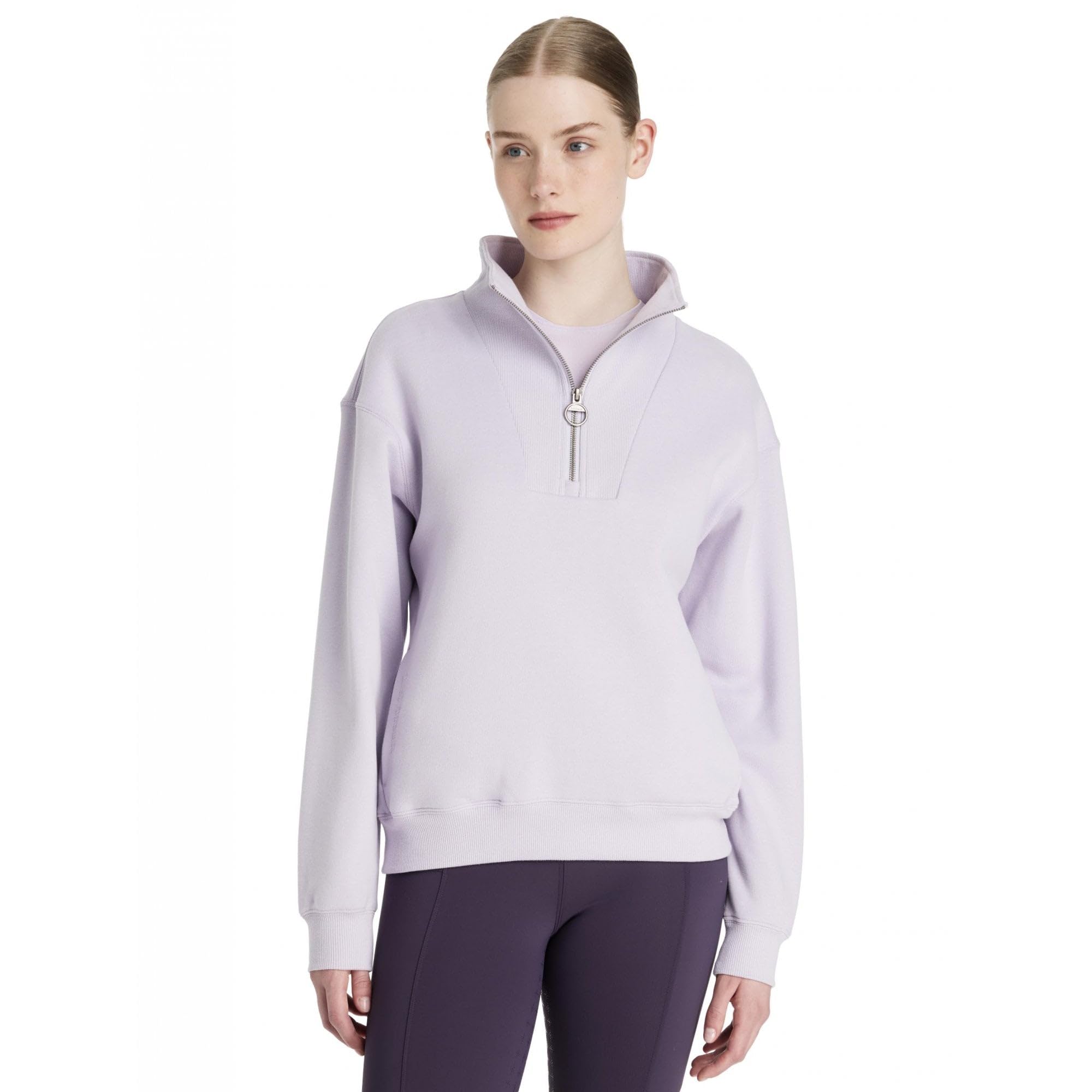 Lemieux Women's Lilac Keira Quarter Zip Sweat - Relaxed-Fit - Soft Brushback Fleece - Easy-Access Side-Entry Pockets - Uk8