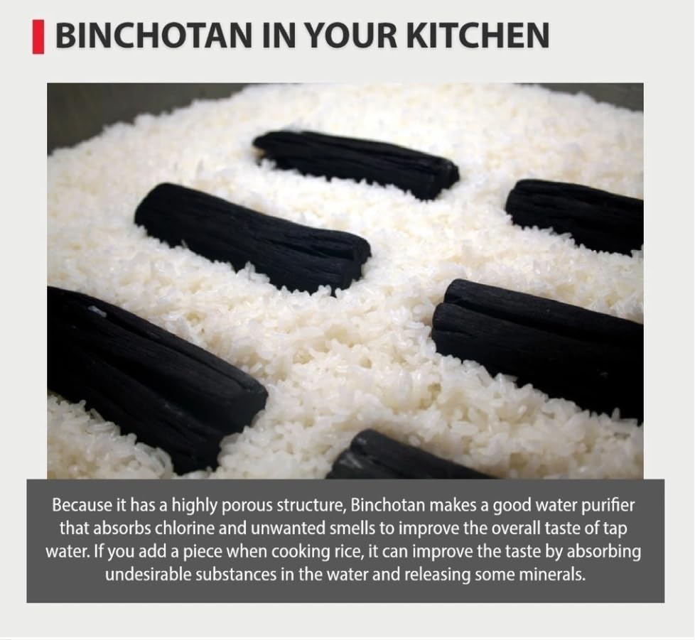 Binchotan charcoal in rice