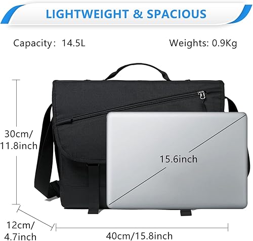 Miniatura 3 de VASCHY Bolsa de mensajero para hombre, bolso cruzado de moda para laptop, bolsa lateral para hombres y mujeres para el trabajo, negocios