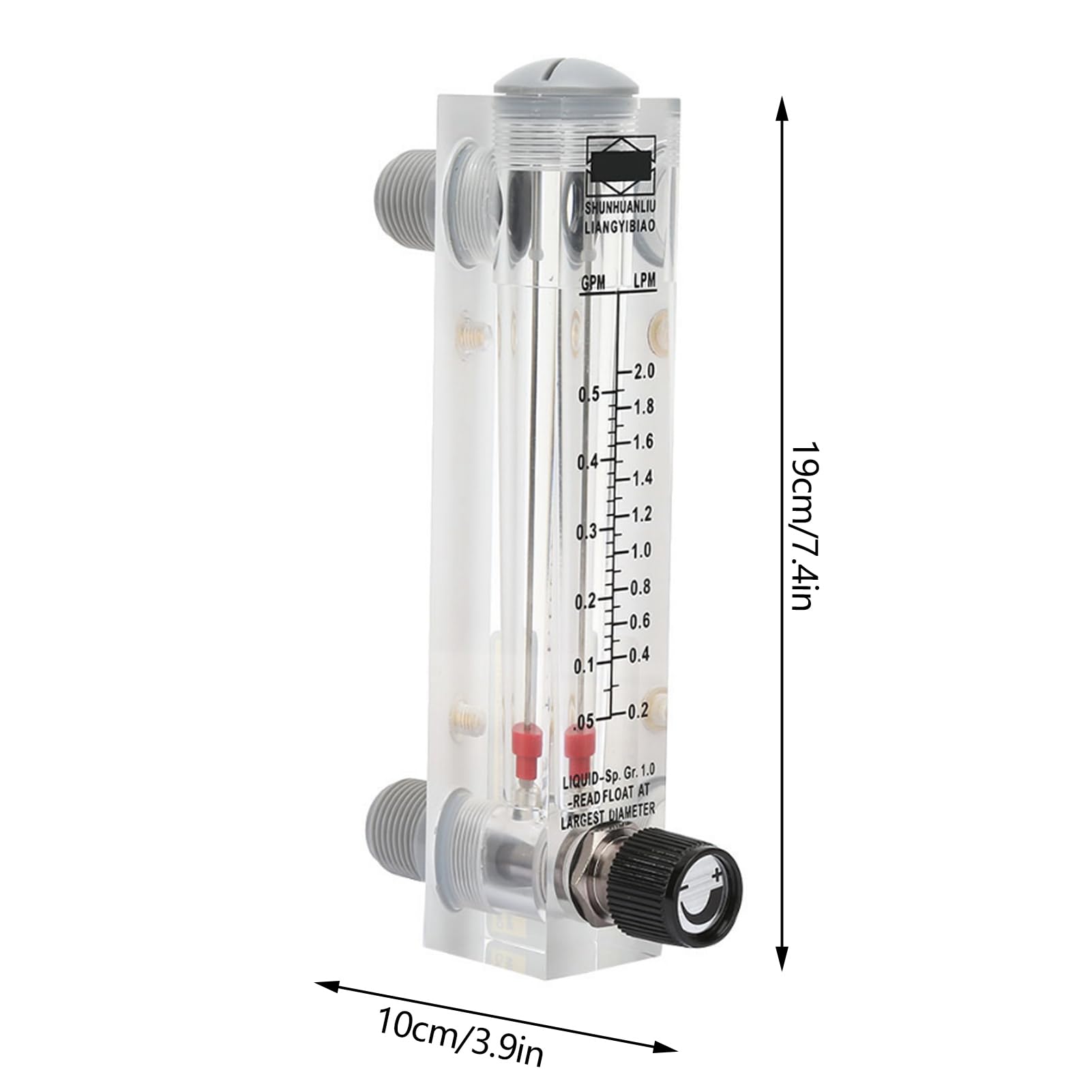 LZM-15T Débitmètre de Liquide à Panneau, Acrylique Transparent, 0,1-0,5 GPM, ZG1/4 Filetage Intérieur, Ajustable, pour Mesure de Débit