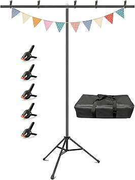 Hemmotop T-Shape Backdrop Stand 150x200cm Photography Stand with 4 Strong Clips Green Backdrop Steel Alloy Tripod Case Included Easy to Carry Screen Stand for People Product Video Shooting