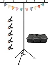 Hemmotop T-Shape Backdrop Stand 150x200cm Photography Stand with 4 Strong Clips Green Backdrop Steel Alloy Tripod Case Included Easy to Carry Screen Stand for People Product Video Shooting
