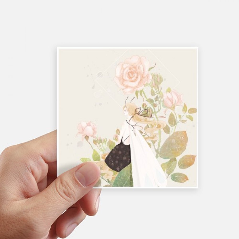 Autocollant carré fleur chinoise multicolore pour mur et ordinateur portable