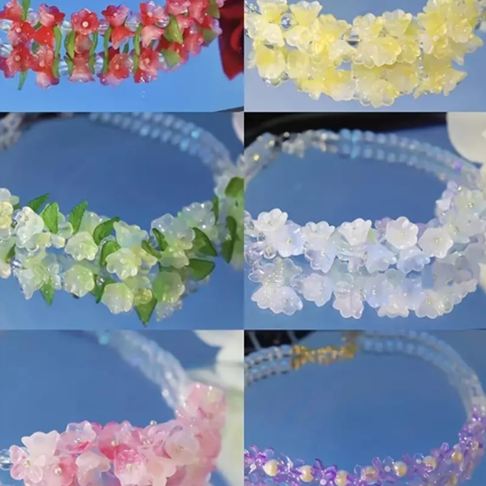 ANATTASOUL 180Pcs Bell Orchid Glass Beads Czech Glass Trumpet Flower Beads for Jewelry Making Clear AB White Bellflower Charm Bead Loose Aesthetic Beads for DIY Necklace Earrings Bracelets Crafts - Image 4