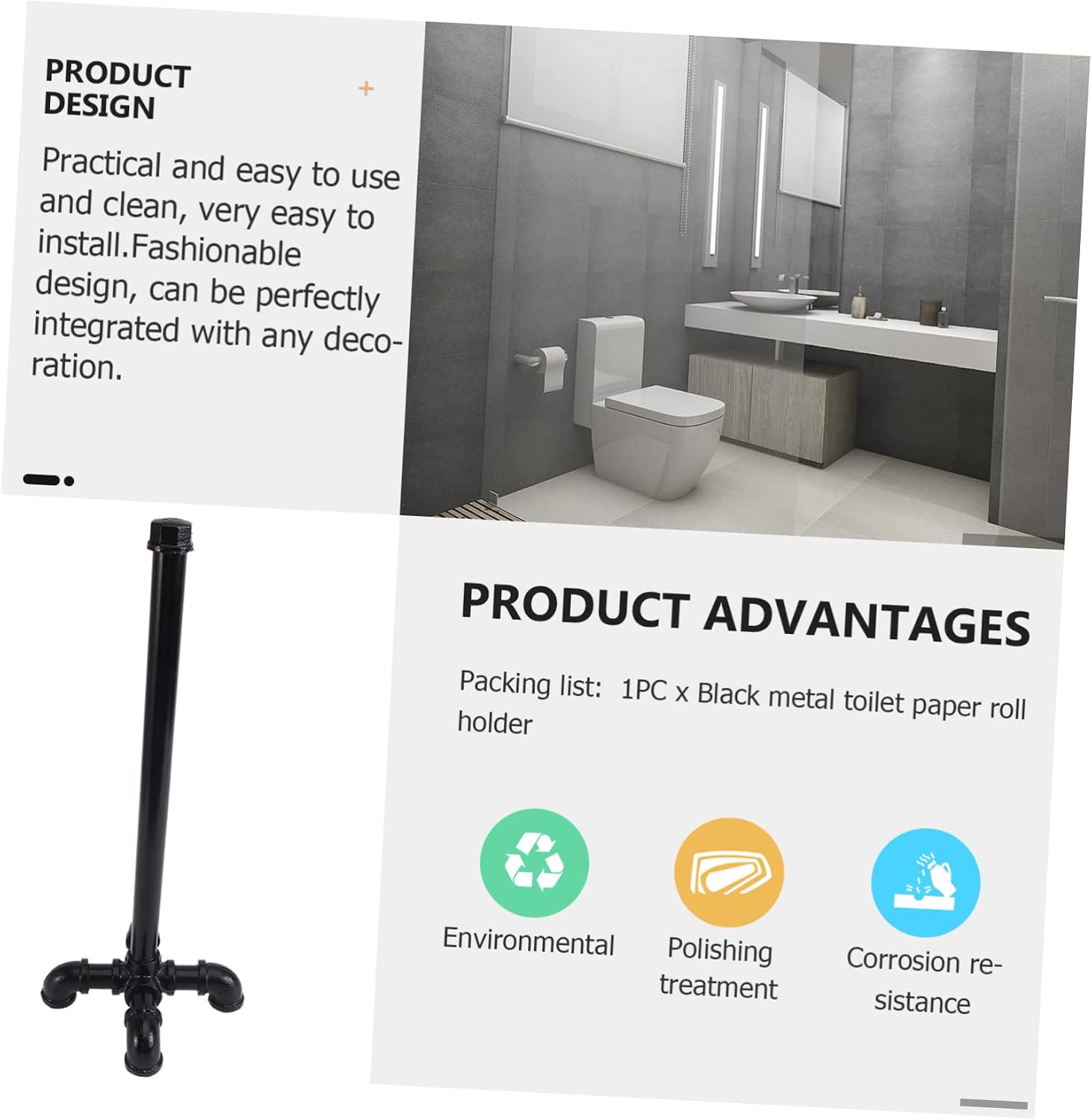 PRETYZOOM Paper Towel Holder Industrial Roll Paper Rack for Home Kitchen Bathroom 1pc