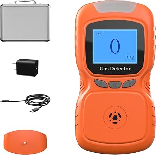 Hydrogen Sulfide Gas Detector. Single Gas H2S Monitor,Sewer Gas Detector for Home.Wastewater Gas Detector. Portable Clip On H2S Gas Detector. Waterproof and ExplosionProof with Three Alarm Sound.